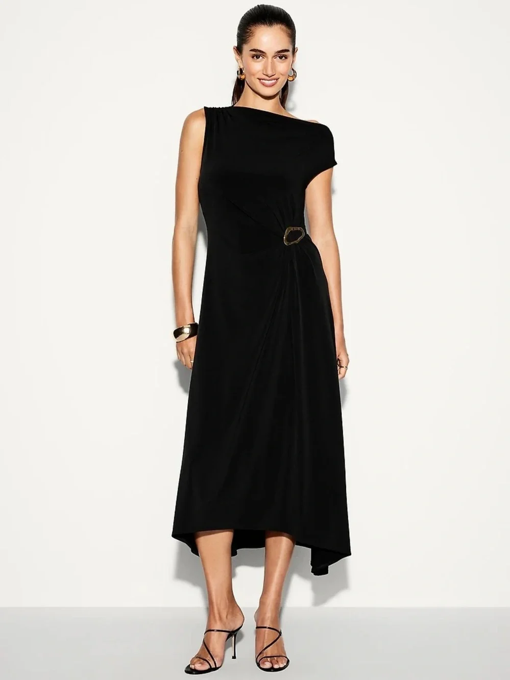 NWT The Occasion by Old Navy Women Black Twist Front Jersey Maxi Dress - Small 🪂